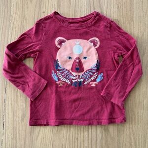 Old Navy Kids Long Sleeve Bear Graphic Tee - Burgundy